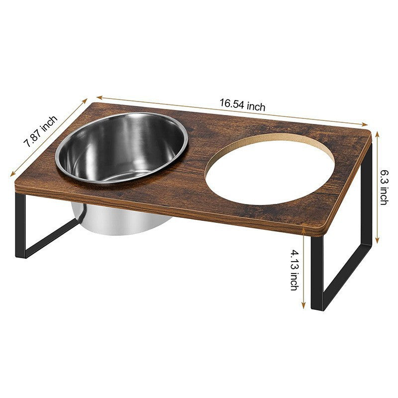 Iron Wood Pet Feeding Rack With Cat Bowls
