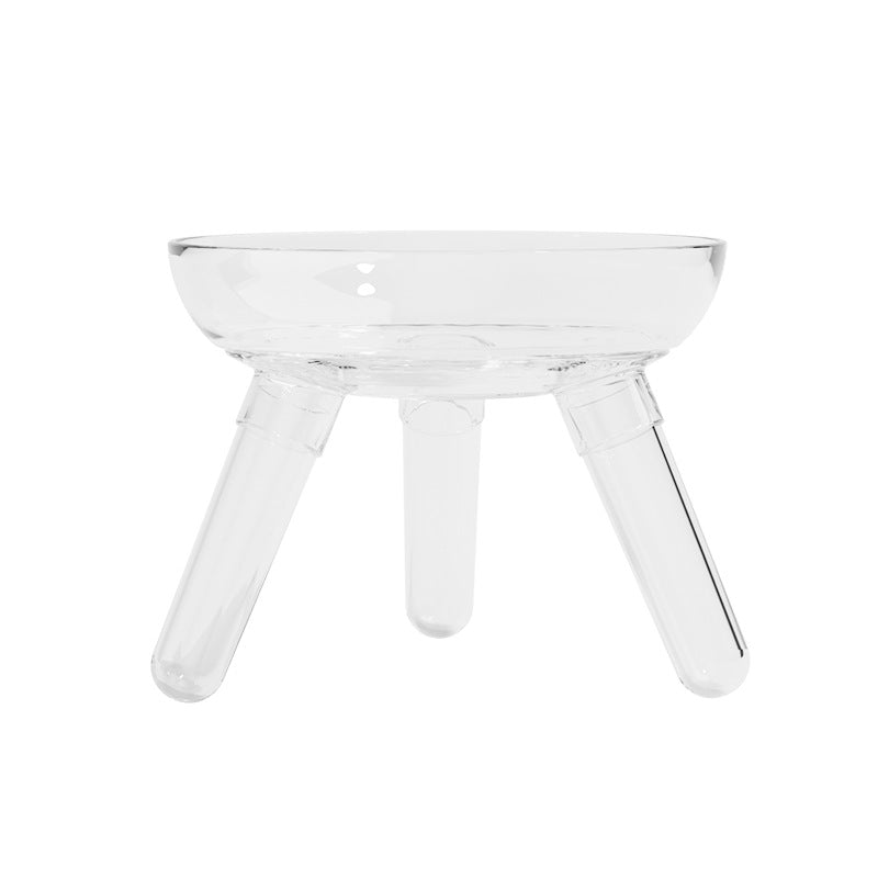 Transparent Glass Cat Dog Feeding Water Bowl