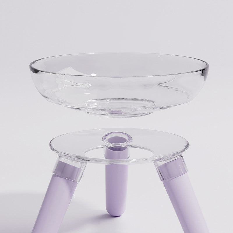 Transparent Glass Cat Dog Feeding Water Bowl