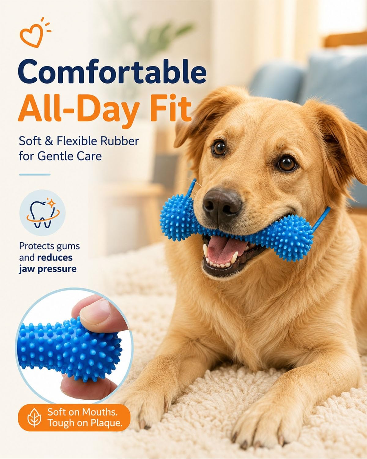 Dual Action Dog Dental Chew Toy Toothbrush