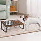 Iron Wood Pet Feeding Rack With Cat Bowls