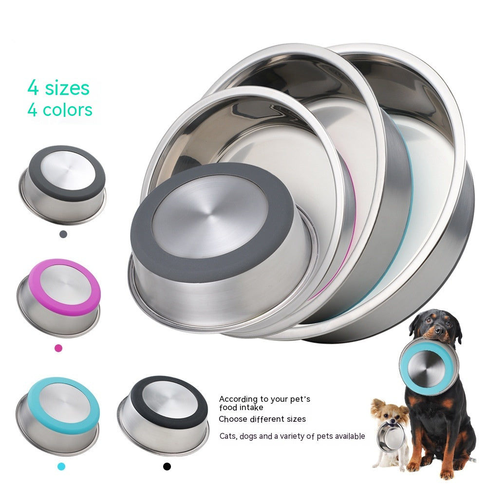 Silicone Stainless Steel Pet Bowl For Cats Dogs