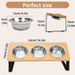 Iron Wood Pet Feeding Rack With Cat Bowls