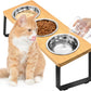 Iron Wood Pet Feeding Rack With Cat Bowls