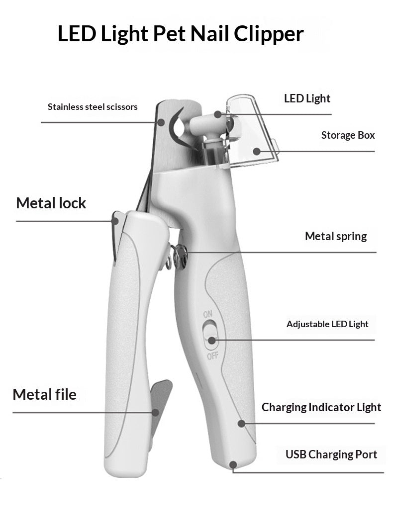 Rechargeable LED Pet Nail Clipper For Easy Grooming
