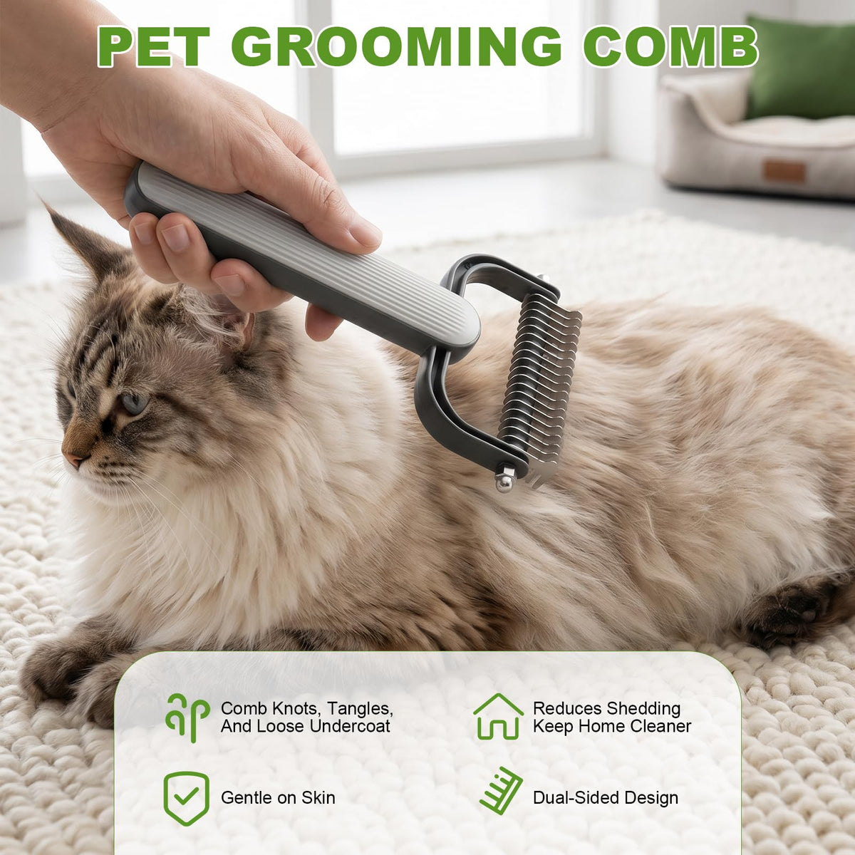 Double Sided Dematting Comb For Thick Coat Pets