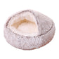 Semi Enclosed Plush Round Pet Bed For Sleep