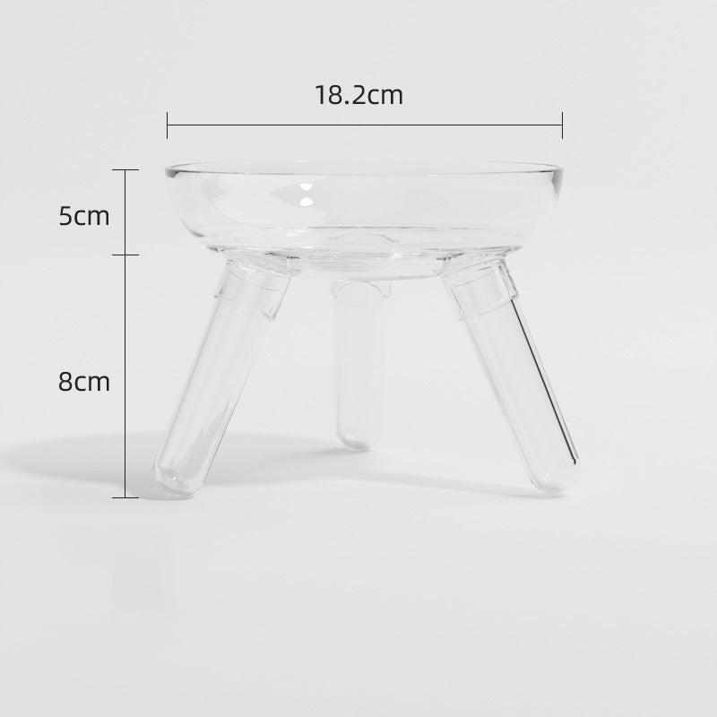 Transparent Glass Cat Dog Feeding Water Bowl