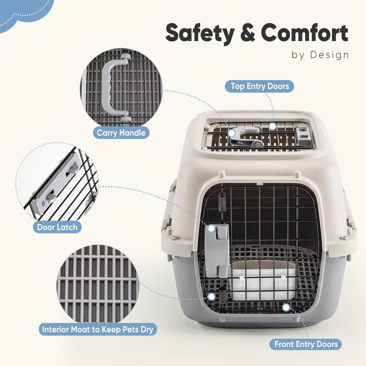 Airline Approved Pet Carrier With Secure Wire Doors