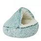 Semi Enclosed Plush Round Pet Bed For Sleep