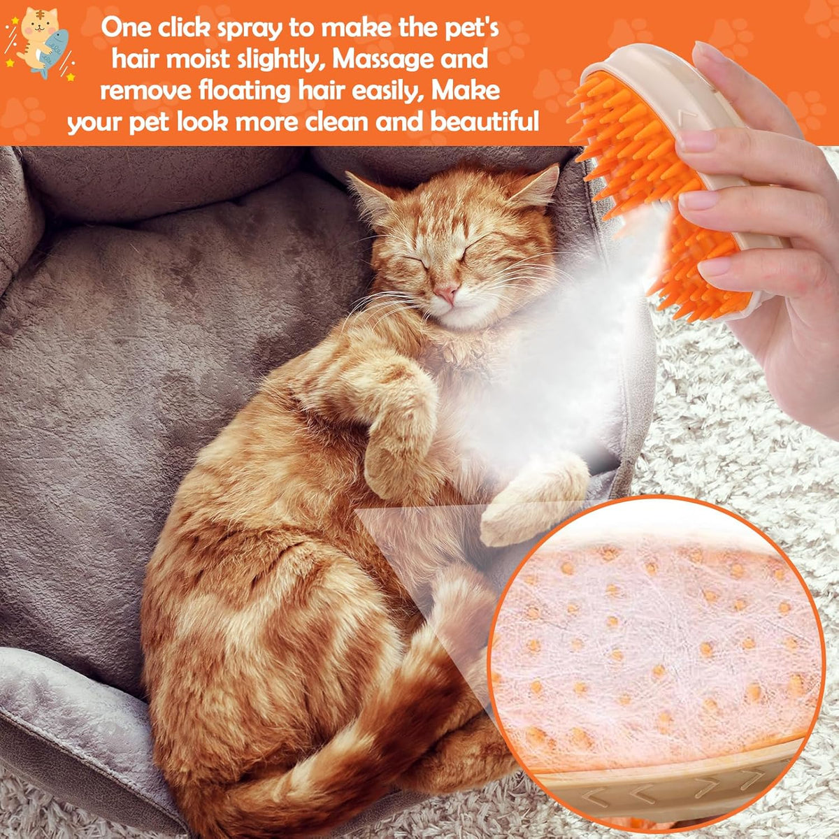 4 In 1 Steam Cat Brush Grooming Tool