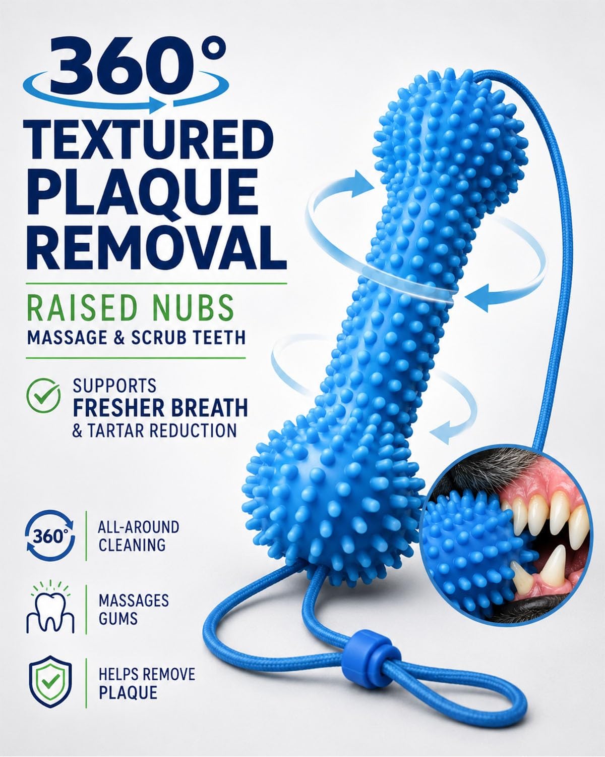 Dual Action Dog Dental Chew Toy Toothbrush