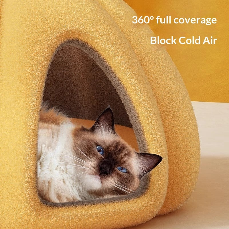 Winter Warm Enclosed Cozy Cat Bed For Indoor