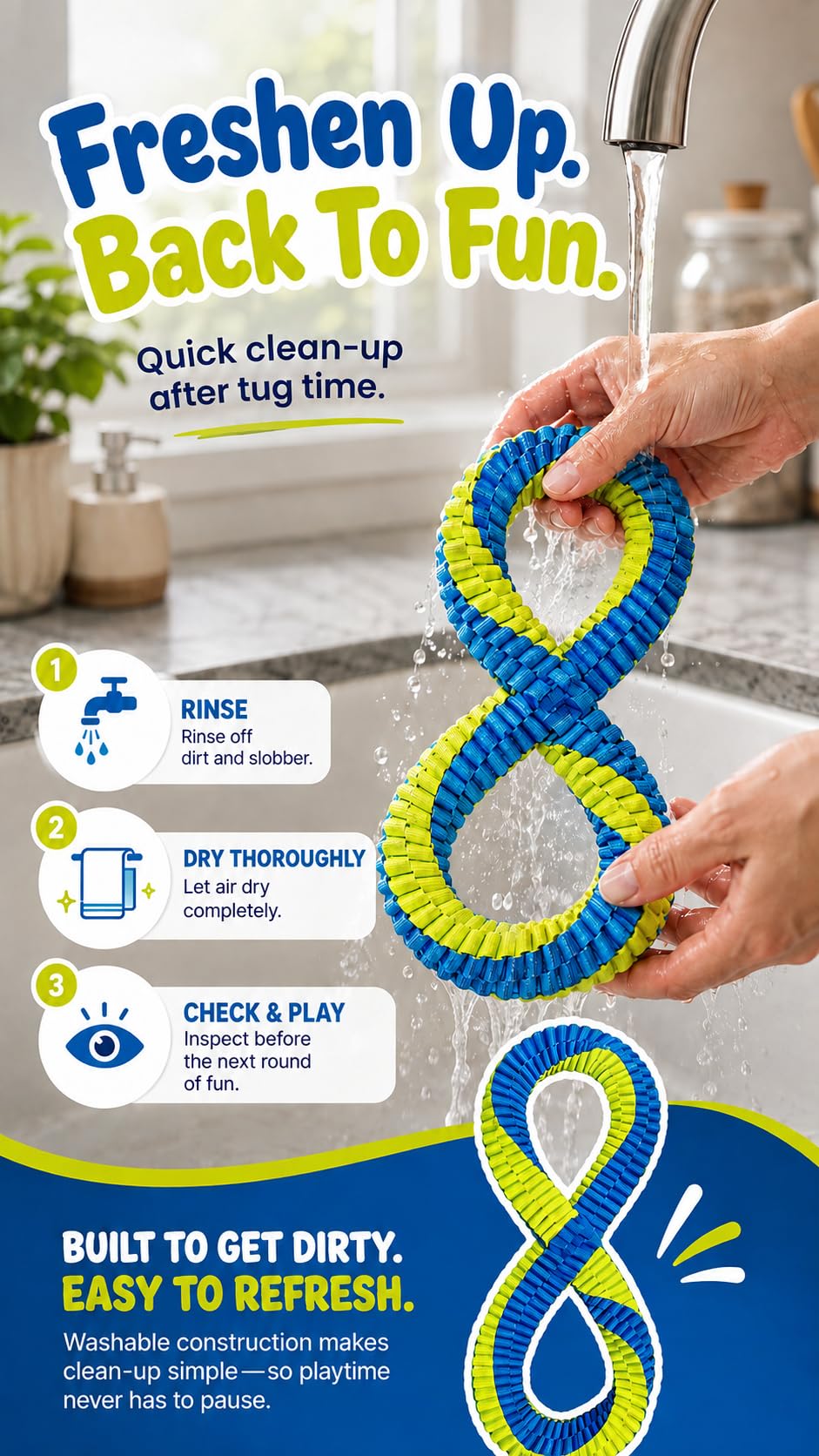 Textured Dental Tug Toy With Two Loop Design