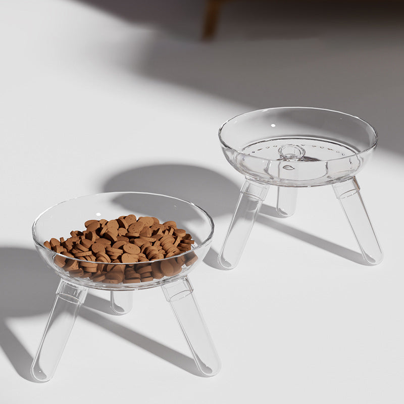 Transparent Glass Cat Dog Feeding Water Bowl