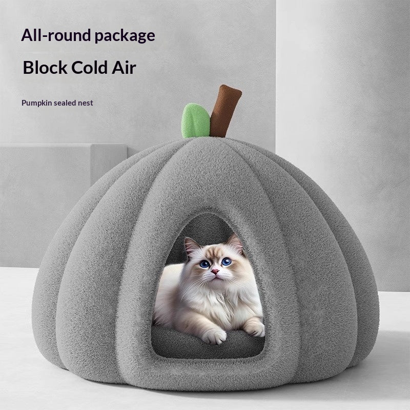 Winter Warm Enclosed Cozy Cat Bed For Indoor
