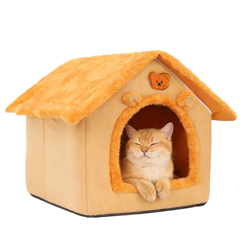 Enclosed Warm Cat Dog Bed Removable Washable All