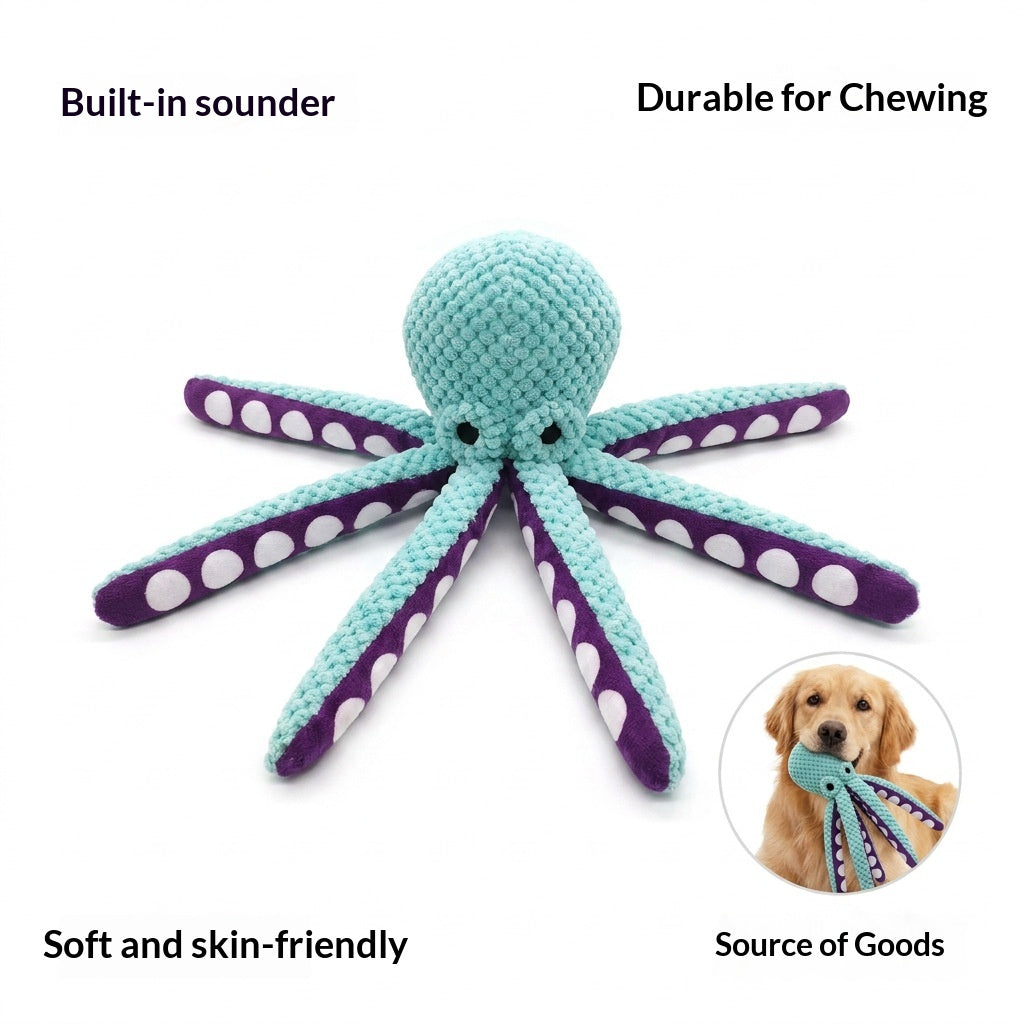 Six Legged Octopus Plush Squeaky Toy For Pets
