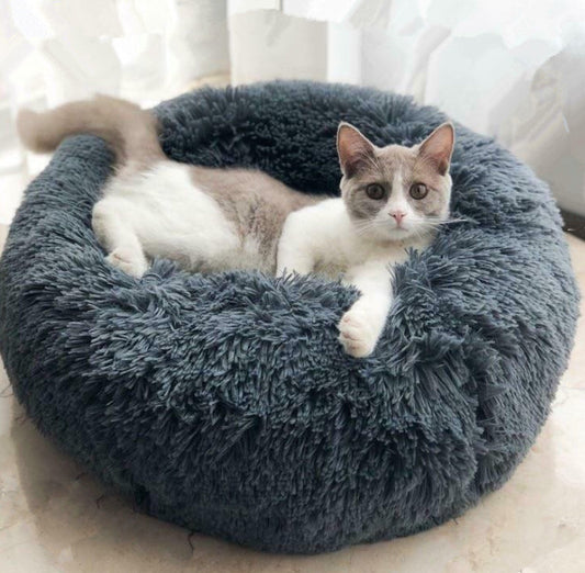 Round Plush Dog Cat Bed Nest For Small