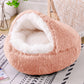 Semi Enclosed Plush Round Pet Bed For Sleep