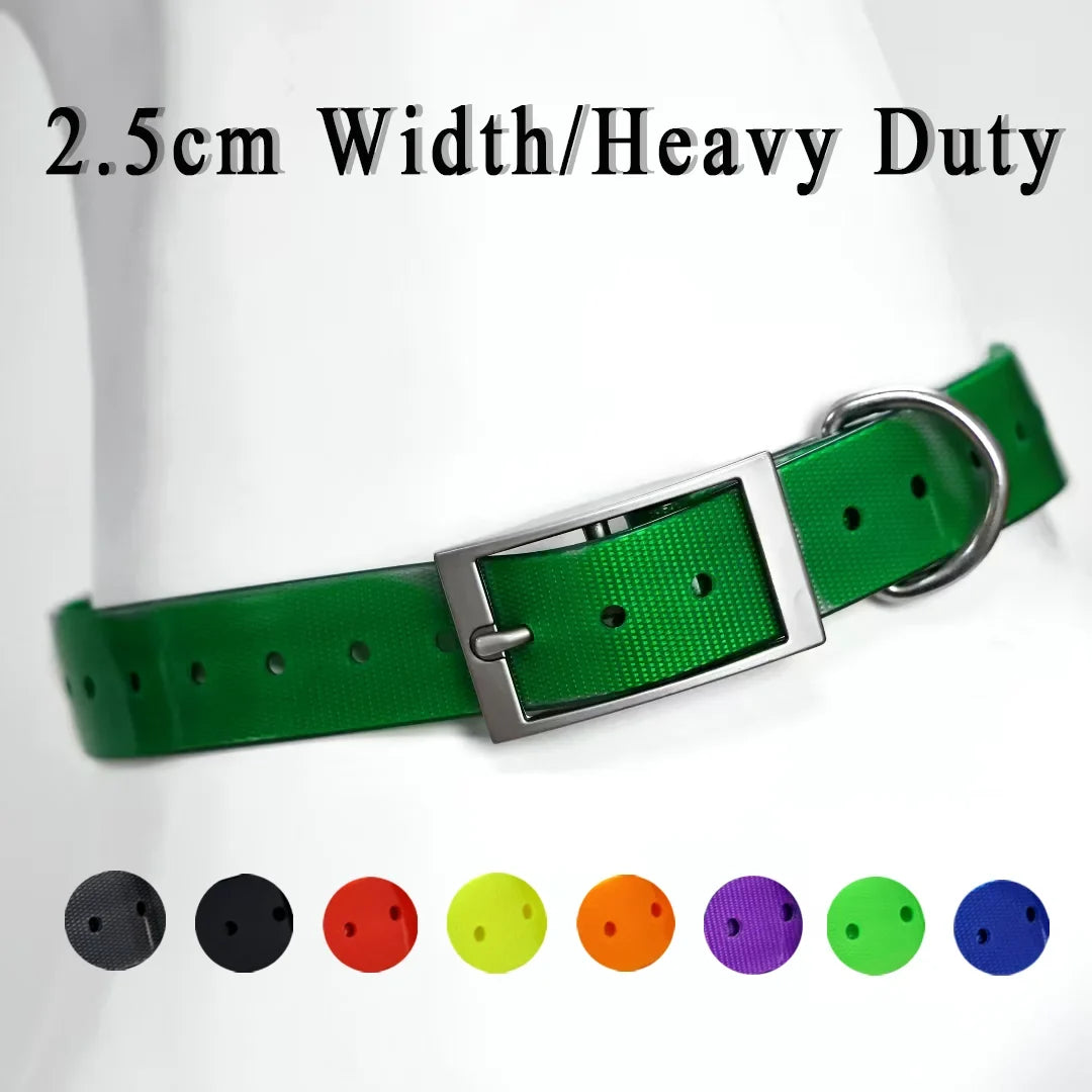 2.5cm Wide Waterproof TPU Dog Collar Adjustable Heavy