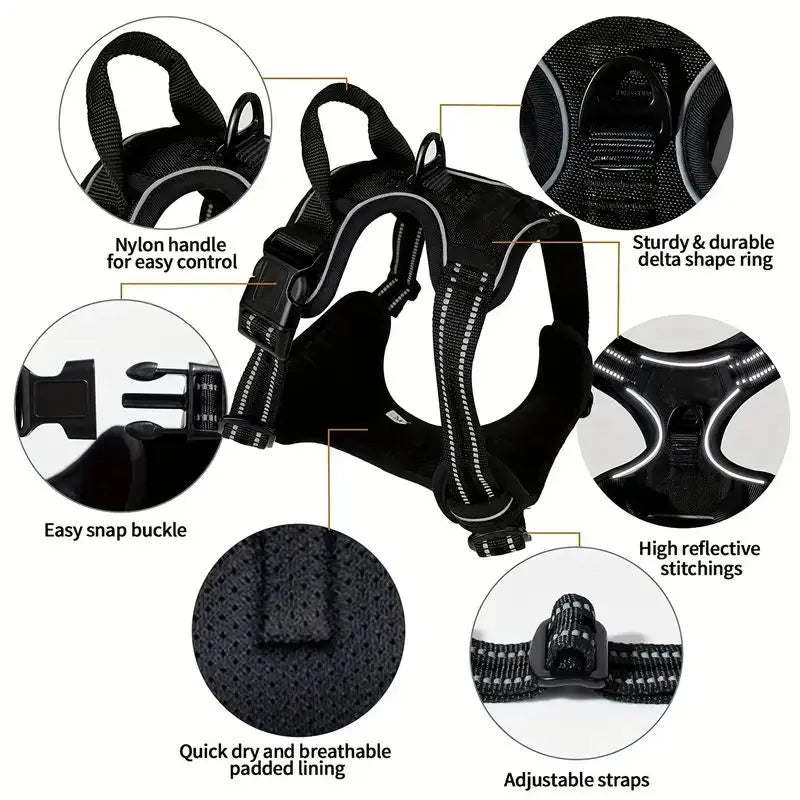 Heavy Duty Reflective Service Dog Harness Front Clip