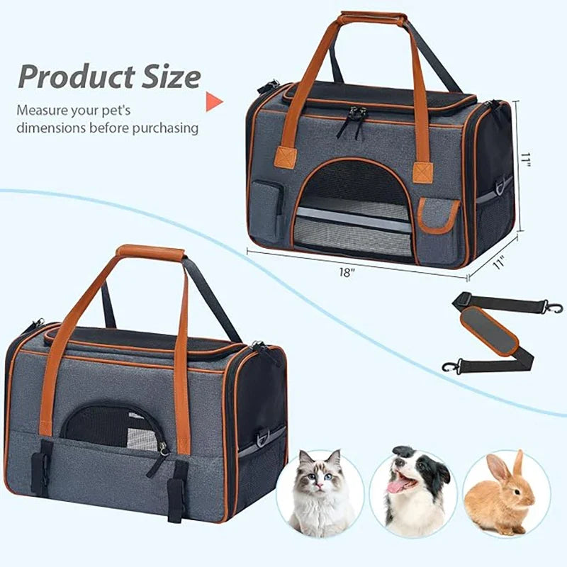 Anti Collapse Pet Carrier Bag With Storage Pockets