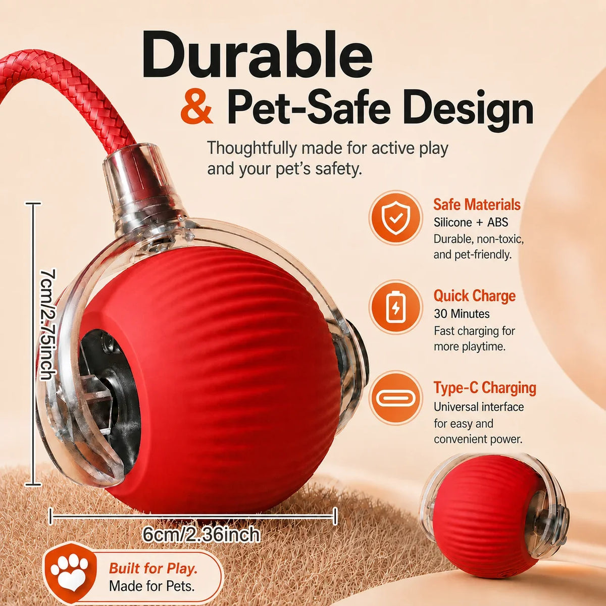 Rechargeable Automatic Rolling Smart Interactive Ball Toy Dogs