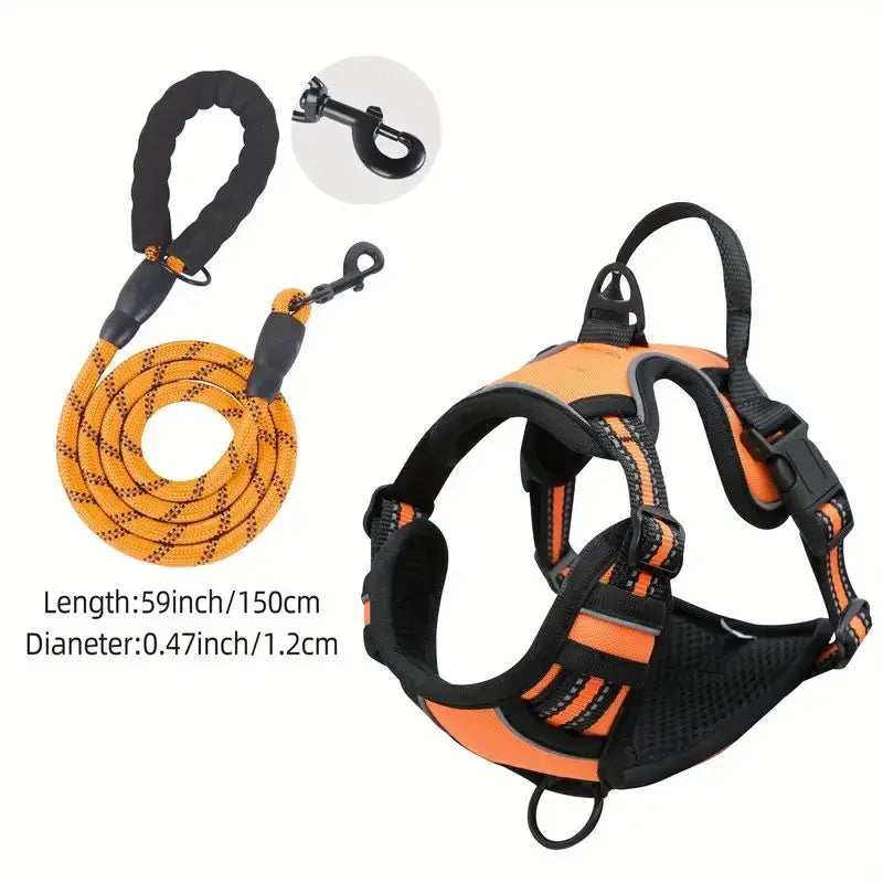 Heavy Duty Reflective Service Dog Harness Front Clip