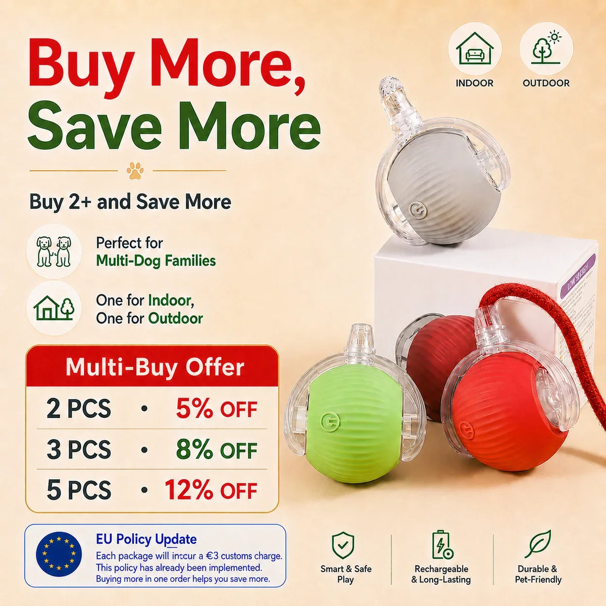 Rechargeable Automatic Rolling Smart Interactive Ball Toy Dogs