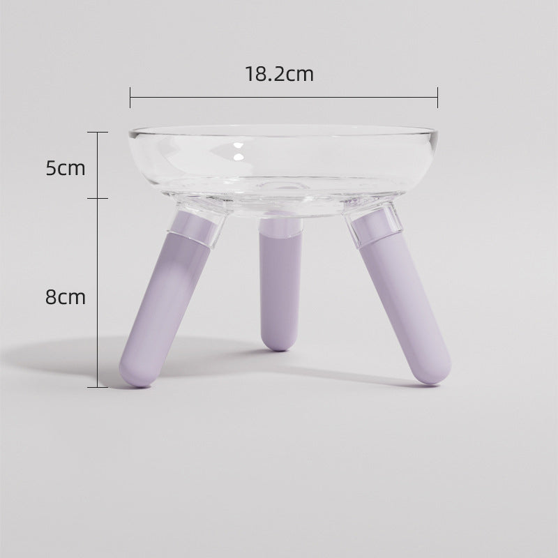 Transparent Glass Cat Dog Feeding Water Bowl