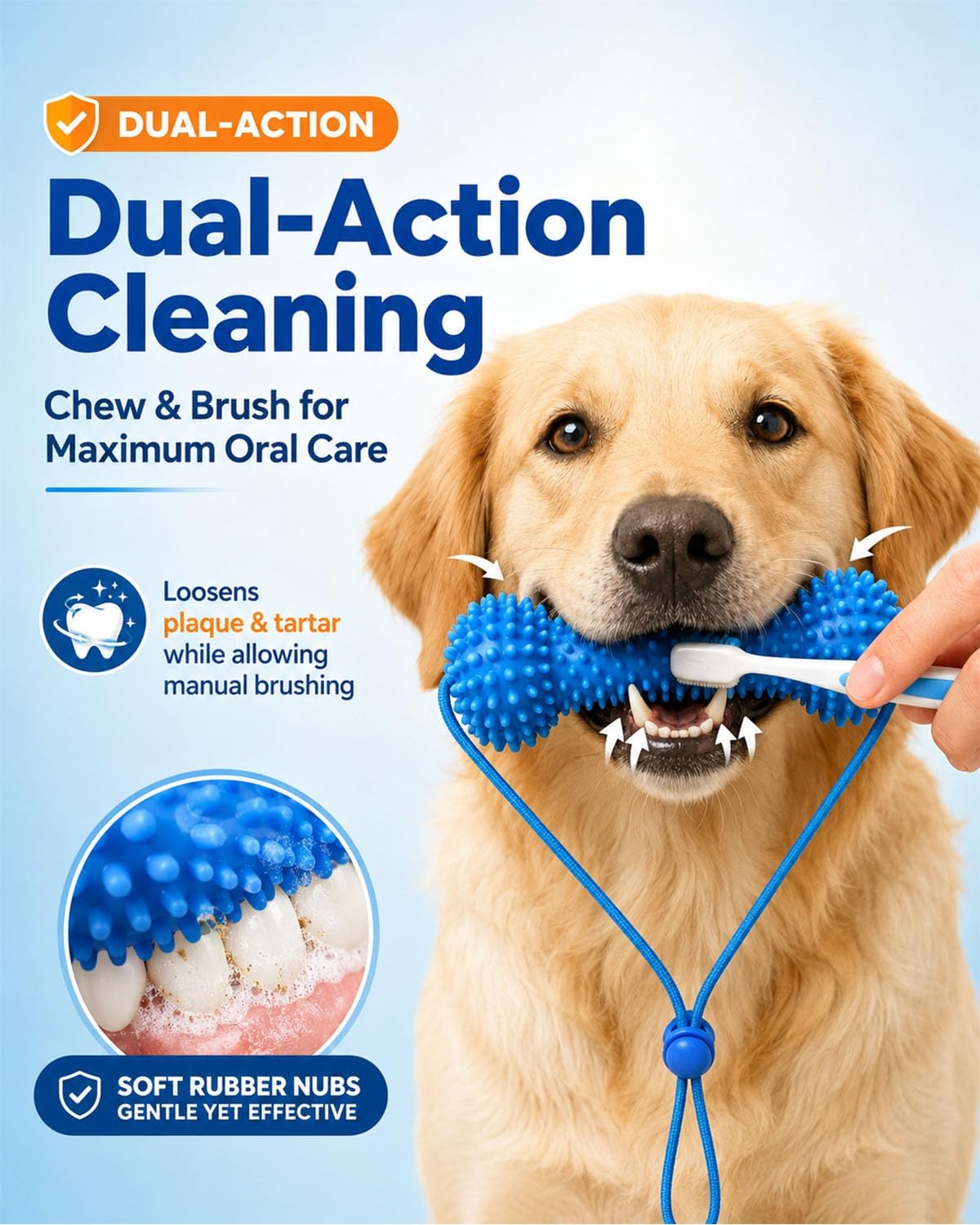 Dual Action Dog Dental Chew Toy Toothbrush