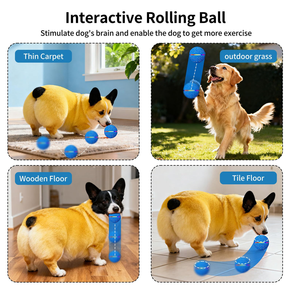 Smart Automatic Moving Bouncing Ball Toy For Dogs
