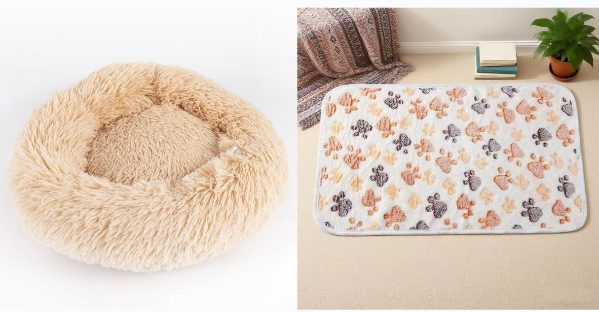 Round Plush Dog Cat Bed Nest For Small