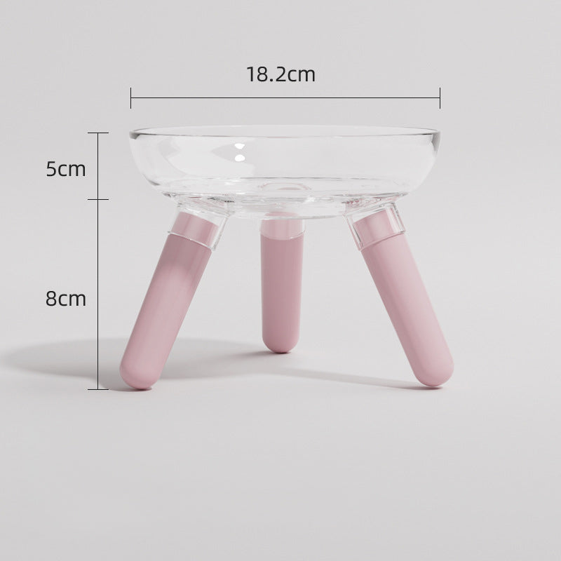 Transparent Glass Cat Dog Feeding Water Bowl