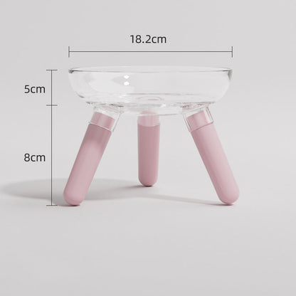 Transparent Glass Cat Dog Feeding Water Bowl