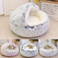 Semi Enclosed Plush Round Pet Bed For Sleep