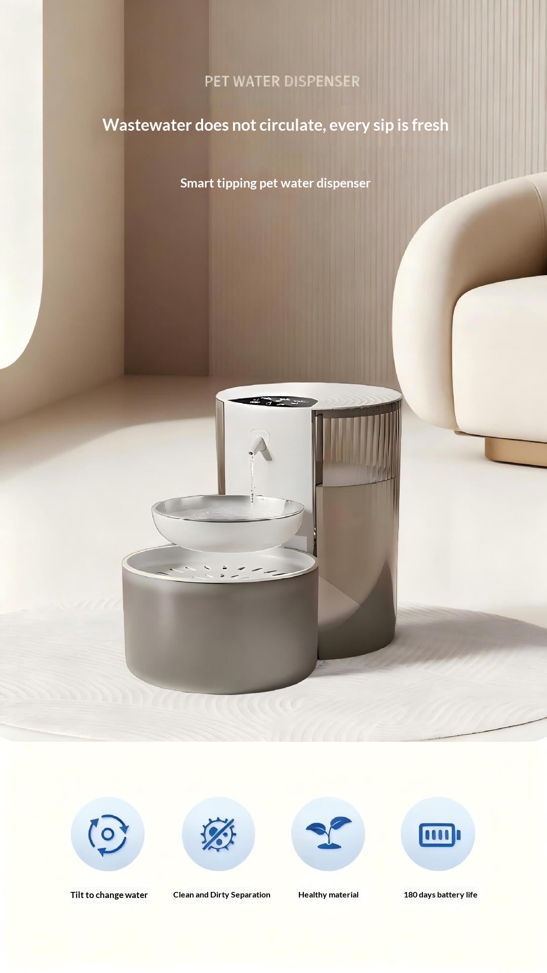 Smart 3L Constant Temperature Pet Water Fountain