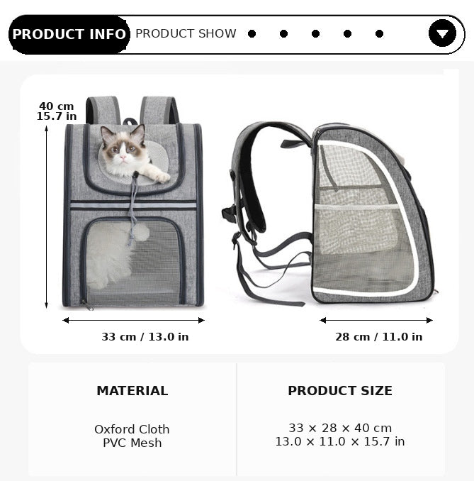 Large Ventilated Pet Backpack Carrier For Outdoor Travel