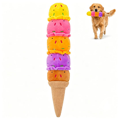 Rainbow Ice Cream Plush Squeaky Tug Dog Toy
