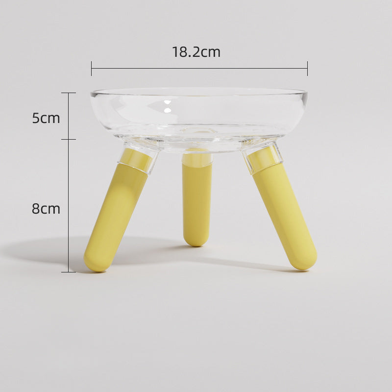 Transparent Glass Cat Dog Feeding Water Bowl