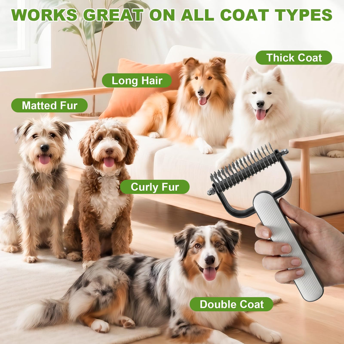 Double Sided Dematting Comb For Thick Coat Pets