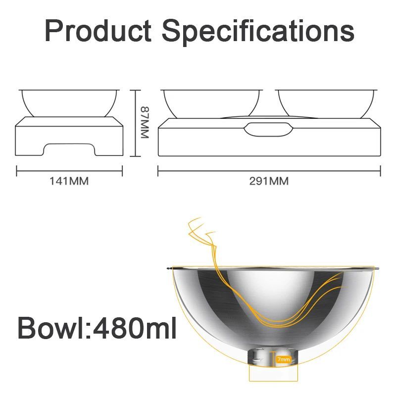 Stainless Steel Cat Dog Bowls With Elevated Stand