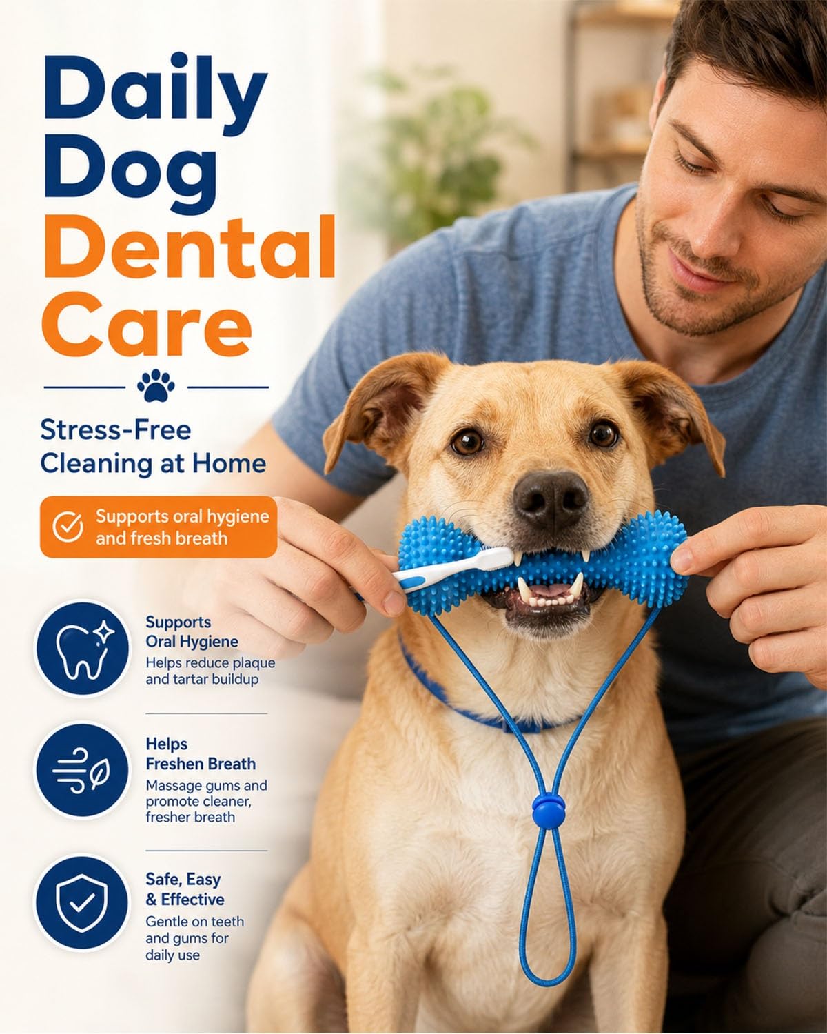 Dual Action Dog Dental Chew Toy Toothbrush